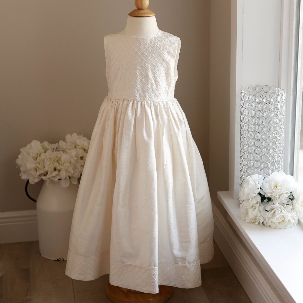 Strasburg Ivory Dupioni Silk Dress Flower Girl Special Occasion Recital Size 6